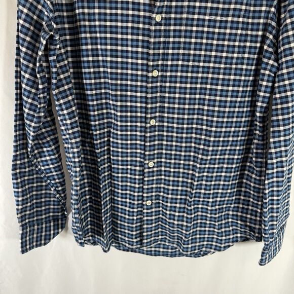 New Gap Button Up Shirt Men's Medium Blue White Plaid Standard Fit Stretch - Picture 3 of 11